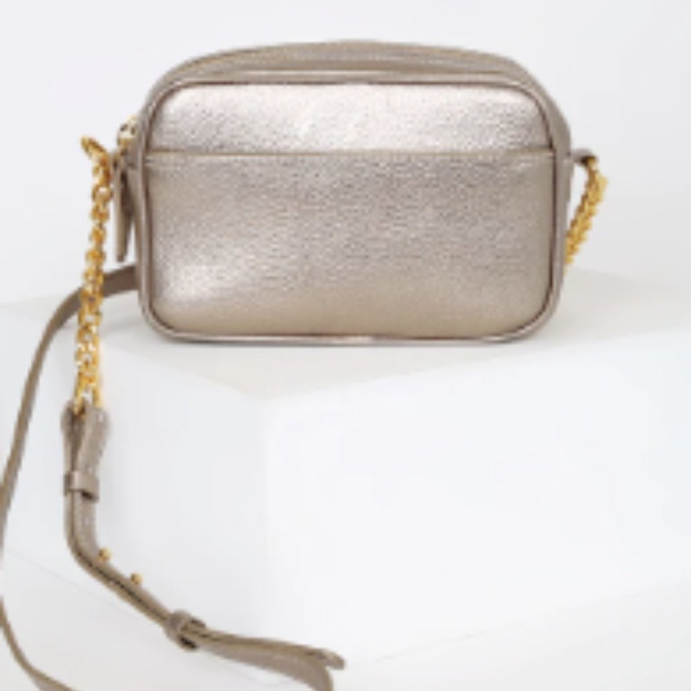 Lulus real leather gold camera bag